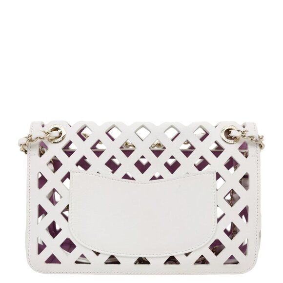 Chanel  See Through Flap Small Lambskin Leather Shoulder Bag White - Picture 4 of 14